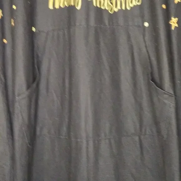 Missky Small Black Baggy Hoodie Dress w/ Reindeer and Stars [0007] - Picture 5 of 10